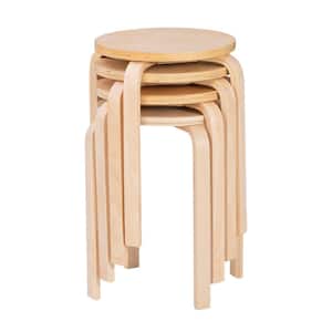 Skelly Natural 17.5" Round 17.75"H Wood Stacking Stools
