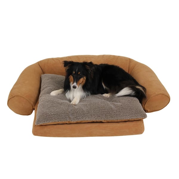 Unbranded Small Ortho Sleeper Comfort Couch Pet Bed with Removable Cushion - Carmel