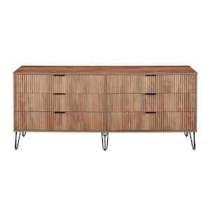 Dumbo Golden Brown Modern 6-Drawer 69.68 In. W Double Dresser