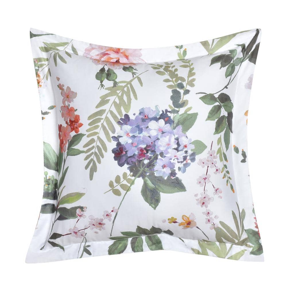 Claudia White Cotton Square Decorative Throw Pillow 20X20