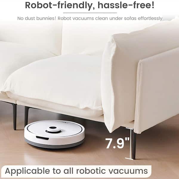 Modern 75 in. Tapered Arm Velvet L-Shaped Loveseat Modular Sectional Sofa with Ottoman in Beige for Apartment