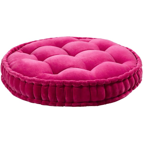 Artistic Weavers Biasca Bright Pink Solid Cotton 30 in. x 30 in. Round Throw Pillow
