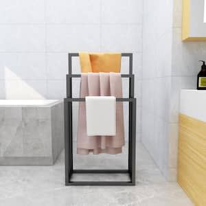 Metal Freestanding Towel Rack 3 Tiers Hand Towel Holder Organizer in Black for Bathroom Accessories