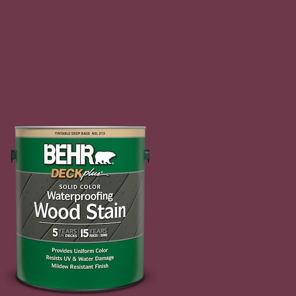 BEHR DECKplus 1 gal. #PPU1-14 Formal Maroon Solid Color Waterproofing Exterior Wood Stain