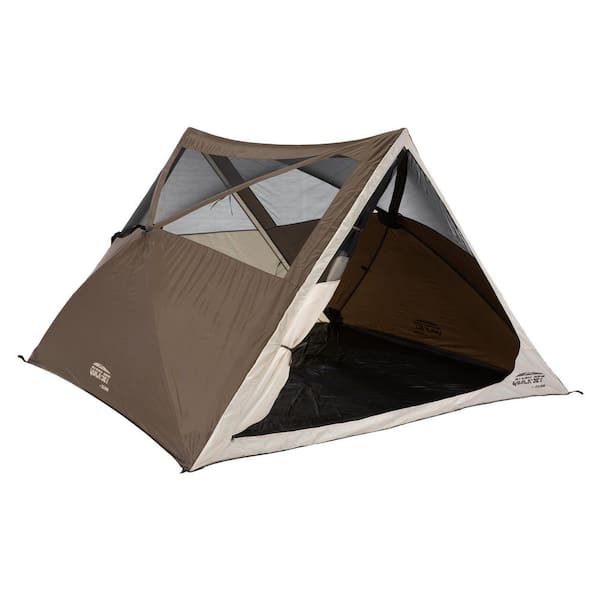 Quick-Set Apex 8 x 8 ft. Portable Outdoor A-Frame Hiking Camping Tent, Brown