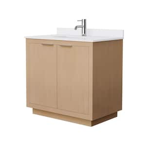 Maroni 36 in. W Single Bath Vanity in Light Straw with Cultured Marble Vanity Top in White with White Basin