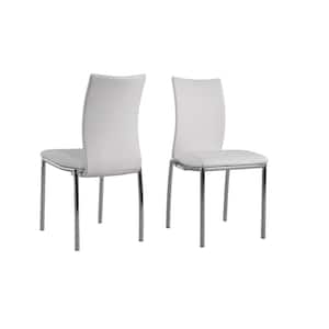 White/Chrome Contemporary Leatherette Dining Chair (Set of 4)