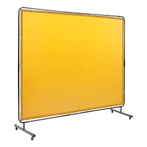Welding Screen with Frame 6 ft. x 8 ft. Welding Curtain Screen Flame-Resistant Vinyl Welding Protection Screen Yellow