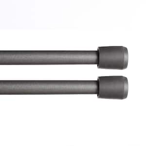 Fast Fit No Tools 18 in. - 28 in. Adjustable Spring Tension Curtain Rod, 7/16 in. Dia. in Gunmetal, Set of 2