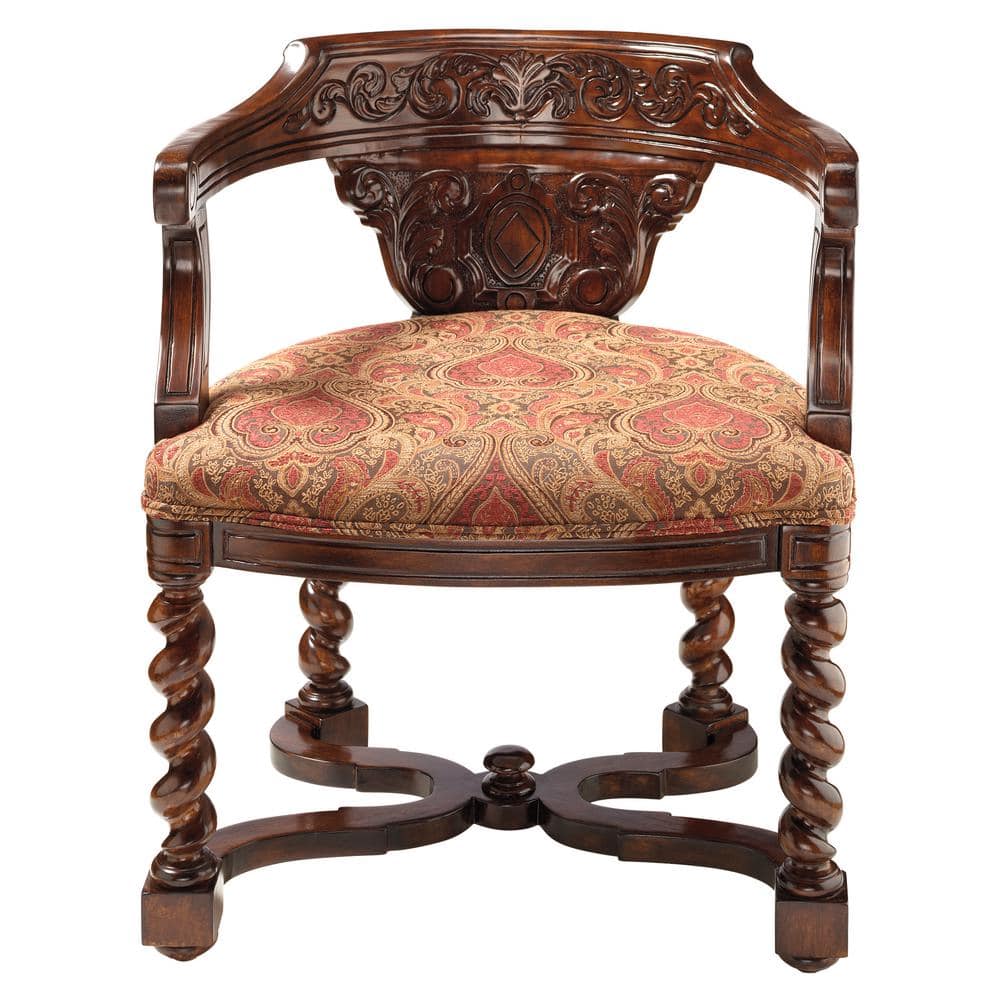 Design Toscano Louis XV Fauteuil De Cherry Mahogany Bureau Chair
