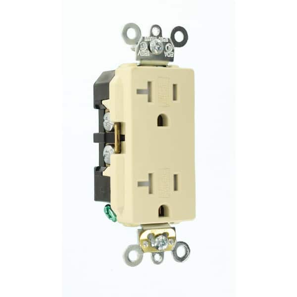 Leviton Decora Plus 20 Amp 125 V Industrial Grade Tamper Resistant Duplex Outlet/Receptacle, Ivory (1-Pack) TDR20-I