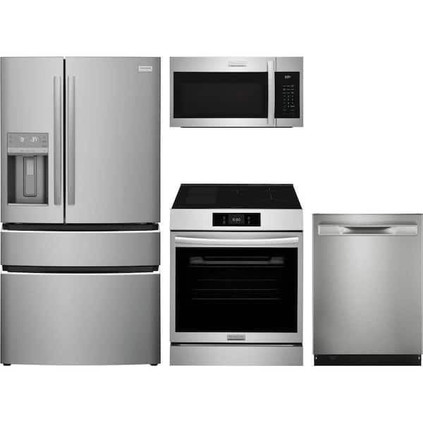 22 cu. ft. Counter Depth Refrigerator with 5 Burner Freestanding Induction Range and Dishwasher with 7 Cycles