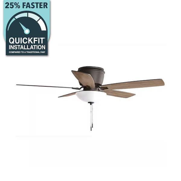Melrose 52 in. Indoor LED Hugger Bronze Dry Rated Ceiling Fan with Light Kit and 5 Reversible Blades