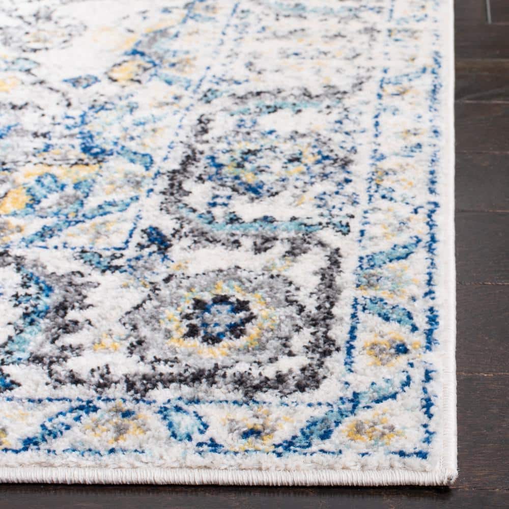 Madison Gray/Ivory 8 ft. x 8 ft. Distressed Border Square Area Rug - thumbnail 3