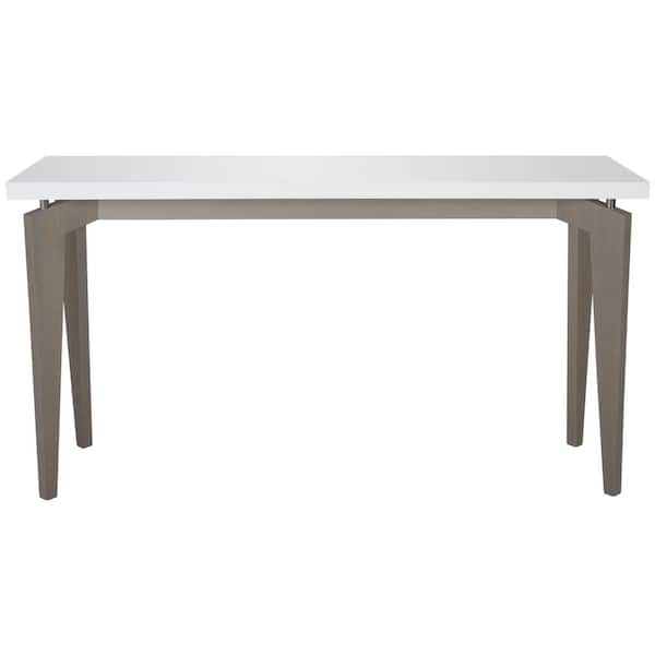 SAFAVIEH Josef 59 in. White/Gray Standard Rectangle Wood Console Table