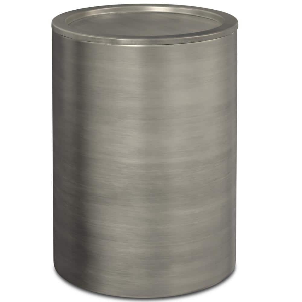Antique Silver Smooth Finish Round Metal Side Table