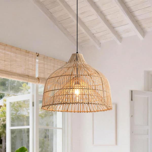 Parrot Uncle 19.7 in. 1-Light Boho Brown Pendant Light Chandelier
