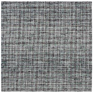 Abstract Dark Gray/Brown 6 ft. x 6 ft. Modern Plaid Square Area Rug
