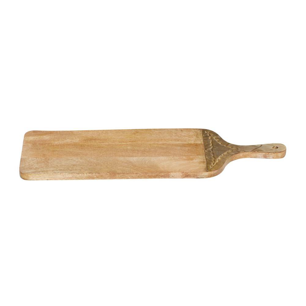 Brown Mango Wood Rectangular Cutting Board with Gold Accents