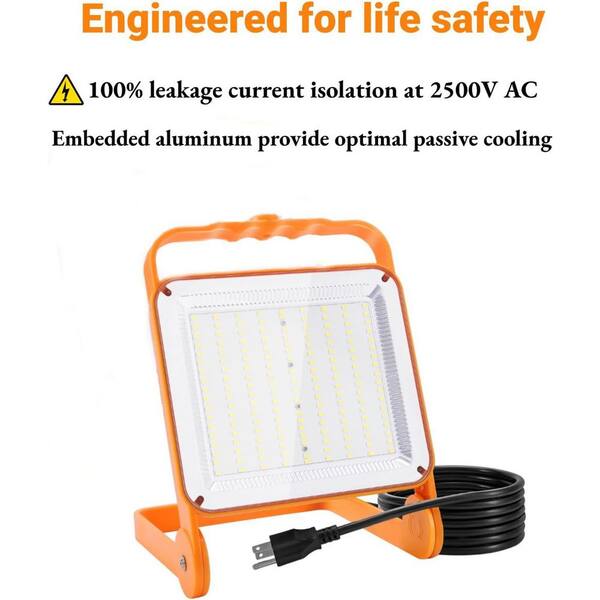 120V Volt 8000 Lumen LED Work Light Floodlight Corded IP65