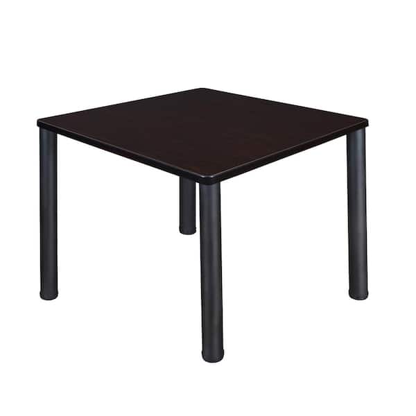 Regency Rumel 36 in. Square Mocha Walnut and Black Wood Breakroom Table (4-Person Capacity)