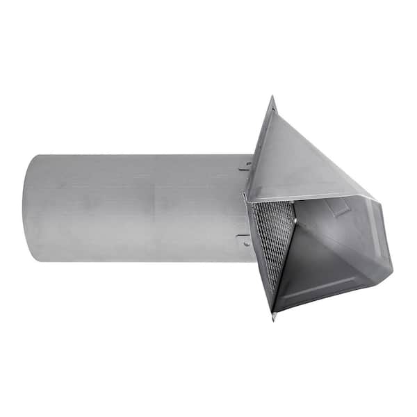 4 in. 26-Gauge Paint-Grade Galvanized Fresh Air Intake Vent with Wire Mesh Screen and 11 in. Pipe in Gray