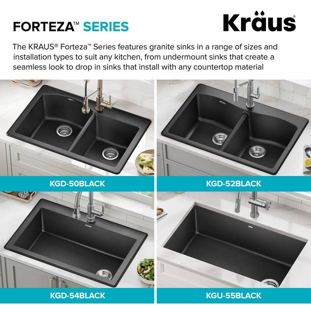 Gray 32-inch Undermount Single Bowl Granite Kitchen Sink