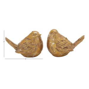 Gold Polystone Bird Sculpture (Set of 2)