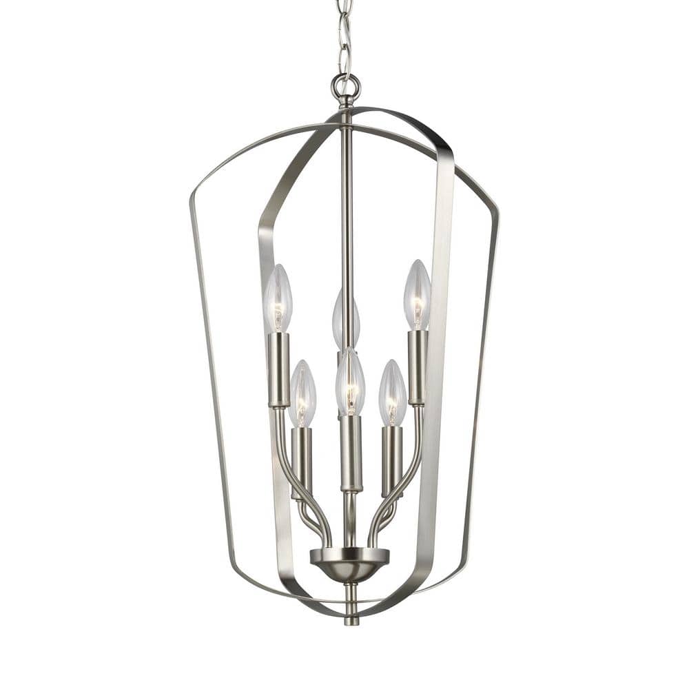 Romee Six Light Brushed Nickel Pendant Chandelier