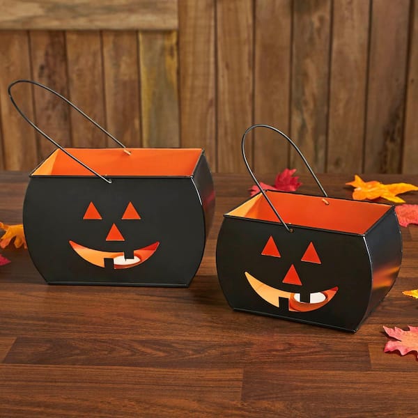 VHC BRANDS Seasons Crest Black Jack O' Lantern Tealight Halloween