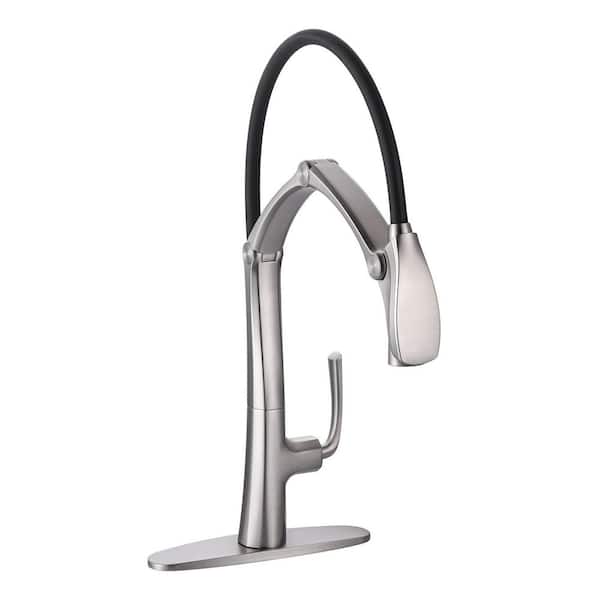 21.9 in. H Single-Handle Pull-Out Sprayer Kitchen Faucet with Magnetic Docking Spray Head in Brushed Nickel