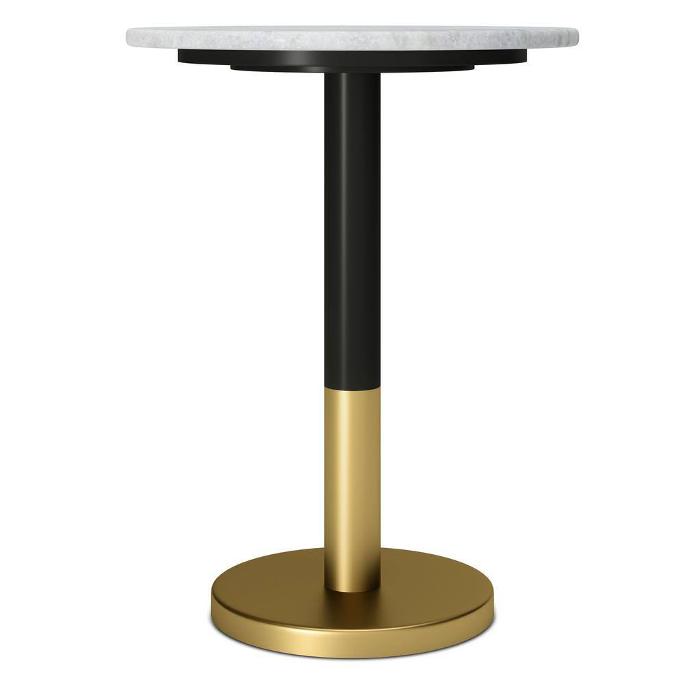 White Marble and Gold Metal Round Side Table