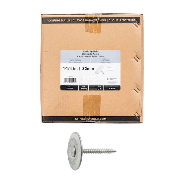 1-1/4 in. x 12-Gauge Electro Galvanized Ring Shank Steel Cap Non-Collated Roofing Nail (50 lbs. )