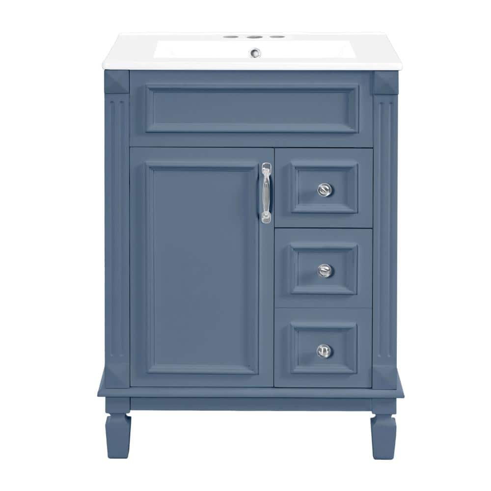 24 in. Freestanding Blue Bath Vanity with White Ceramic Top Unassembled price history on PriceWatchPro