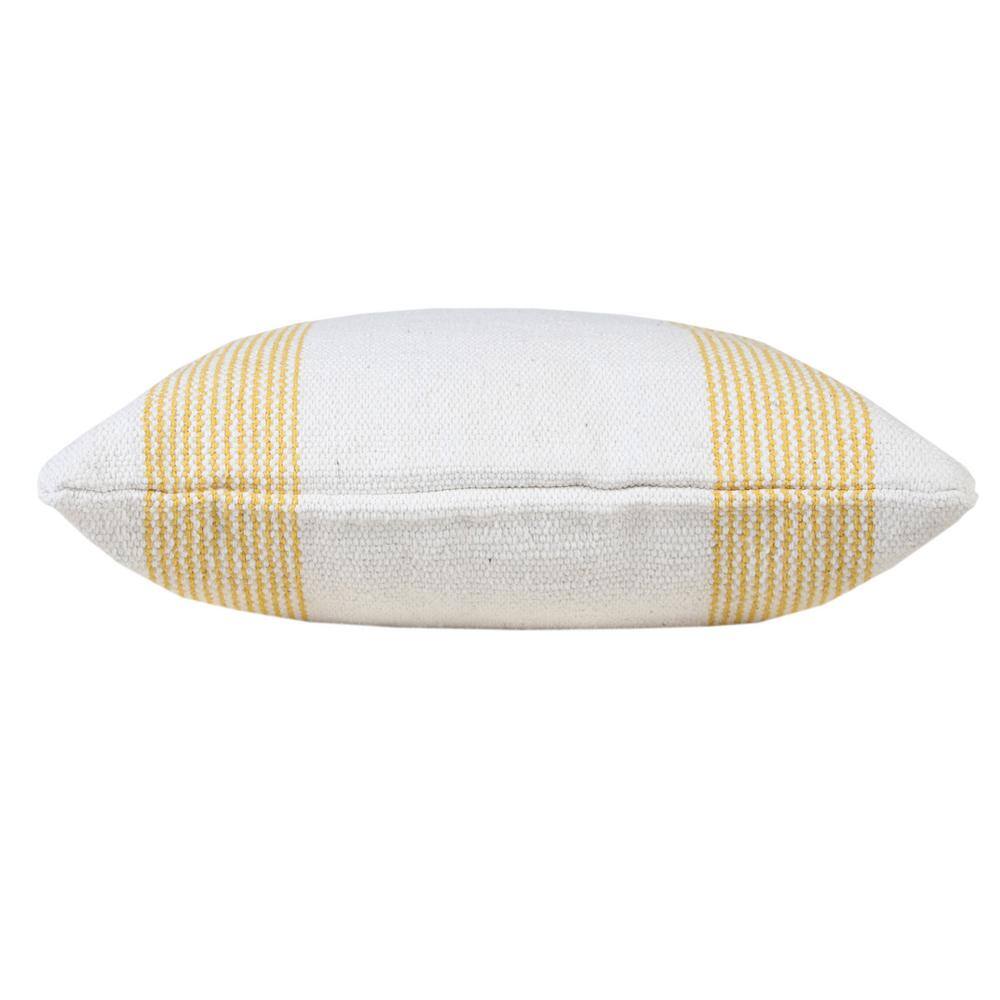 Balanced Yellow and White Cotton Polyester 20" x 20" Throw Pillow