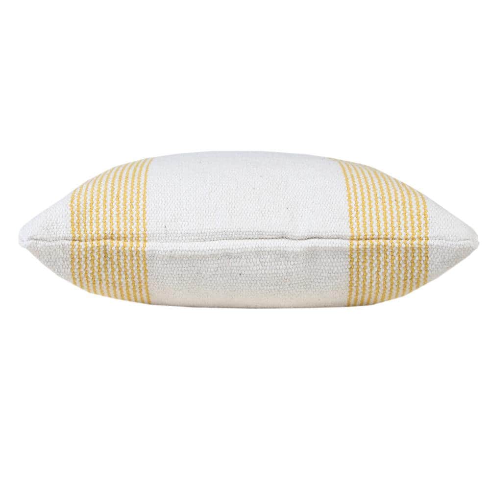 Balanced Yellow and White Cotton Polyester 20" x 20" Throw Pillow