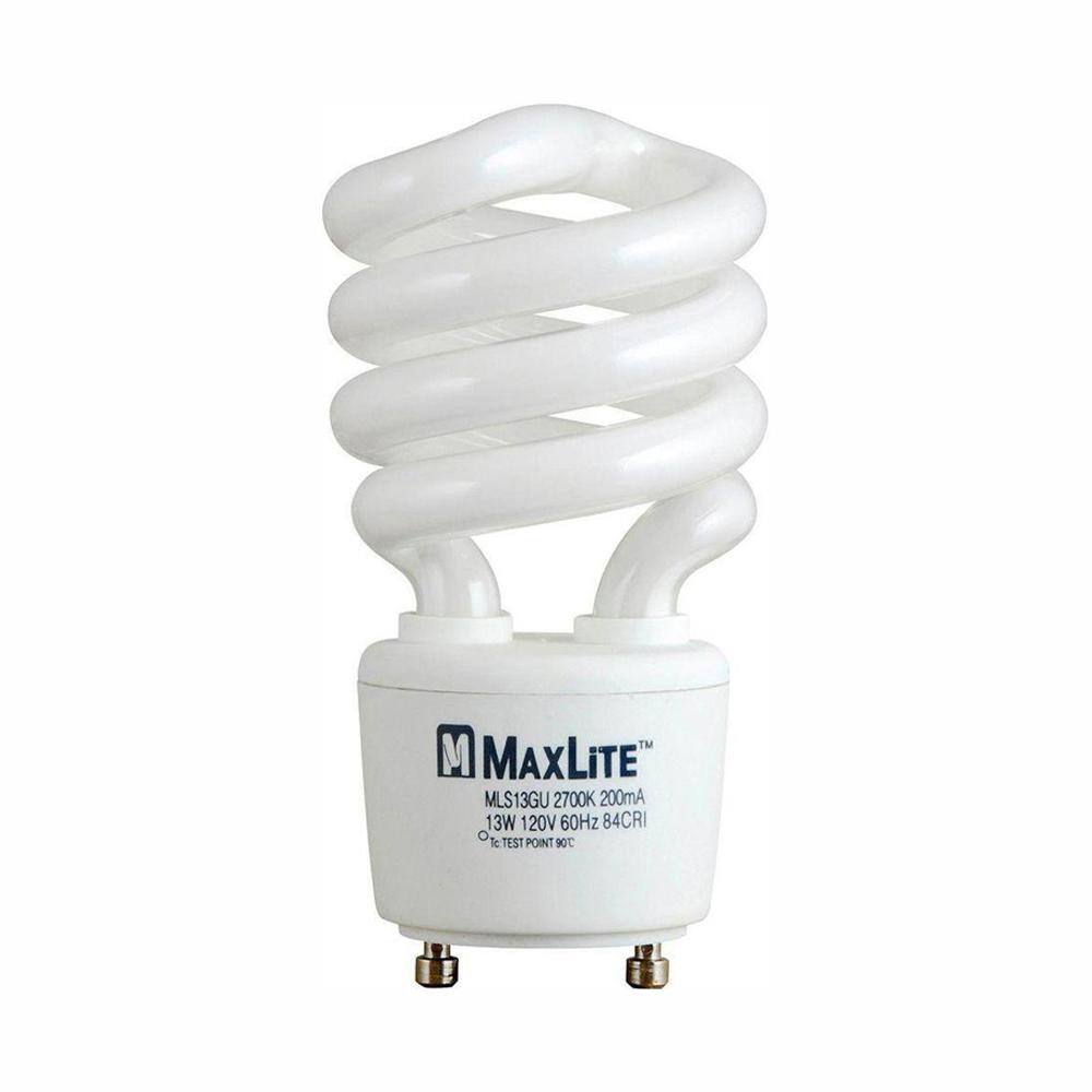 thumbnail image 2 of KOR Pack Of 4 – 13 Watt Mini Spiral – GU24 Twist And Lock Base. Self-Ballasted CFL, 2pin Fluorescent Bulb, Neutral White 3500K (60 Watt Equivalent 2 of 10