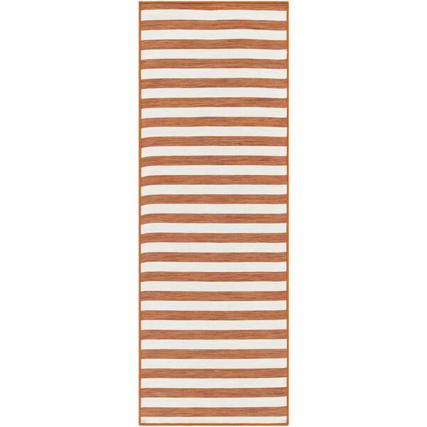 Livabliss Hurley Burnt Orange 2 ft. 7 in. x 7 ft. 3 in. Indoor/Outdoor Area Rug