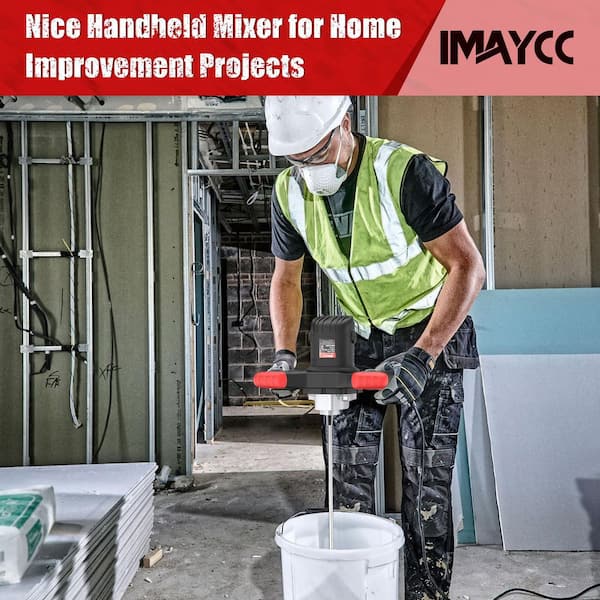 2100W Black Electric Concrete Mixer with 6 Speed, 110V Handheld Mud Mixer for Motar, Paint, Grout, Plaster, Thinset