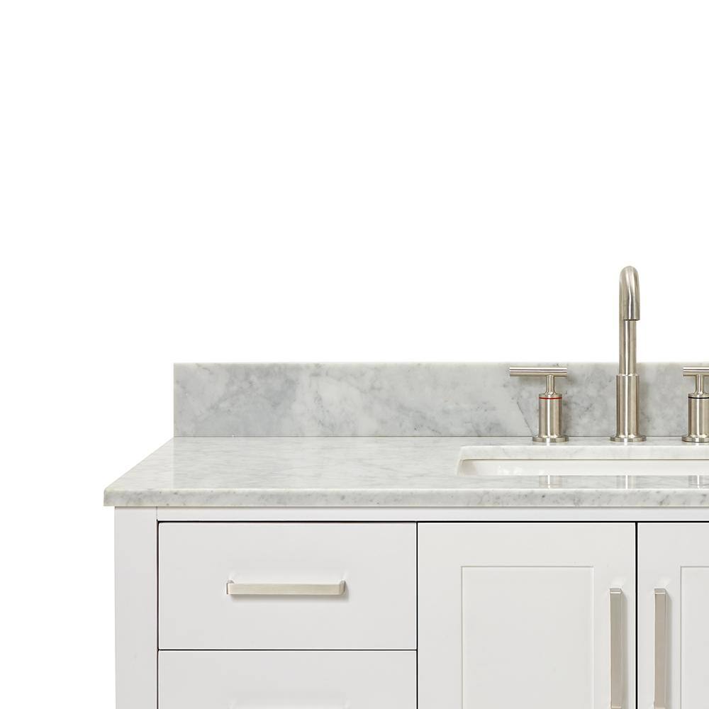 Magnolia 49" White Solid Wood Bathroom Vanity with Marble Top