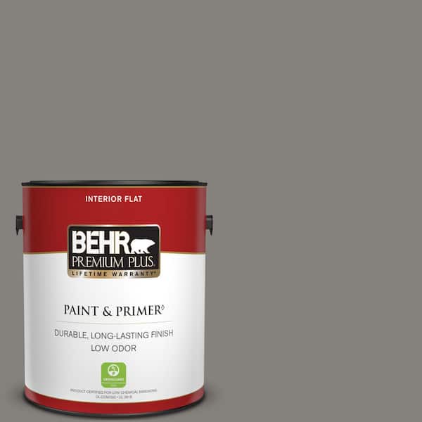 BEHR PREMIUM PLUS 1 gal. #BNC-25 Gray Pepper Flat Low Odor Interior Paint & Primer
