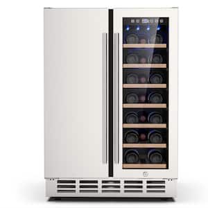 23.4 in. Dual Zone 20-Wine Bottles and 57-Cans Beverage and Wine Cooler in Silver with Safety Locks