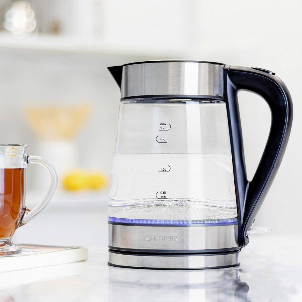 Kalorik 1.7L Stainless Steel and Glass Rapid Boil Electric Kettle