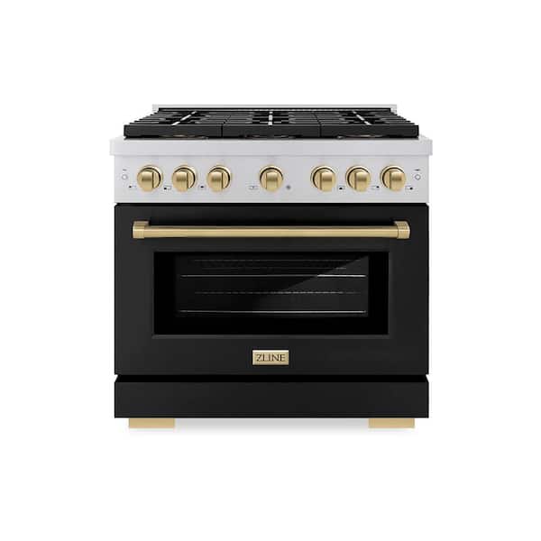 Autograph 36 in. 5.2 cu. ft. Paramount Gas Range with 6-Burners and Gas Oven with Black Matte and Champagne Bronze