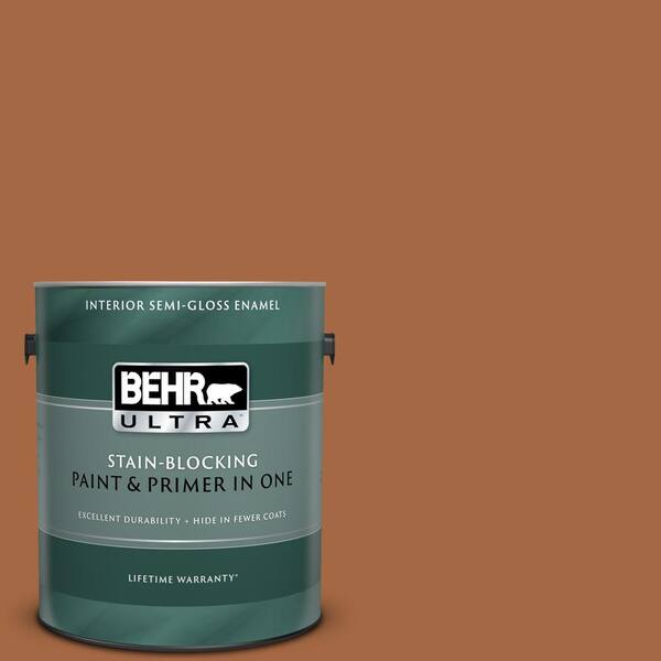BEHR ULTRA 1 gal. #UL120-5 Maple Glaze Semi-Gloss Enamel Interior Paint and Primer in One