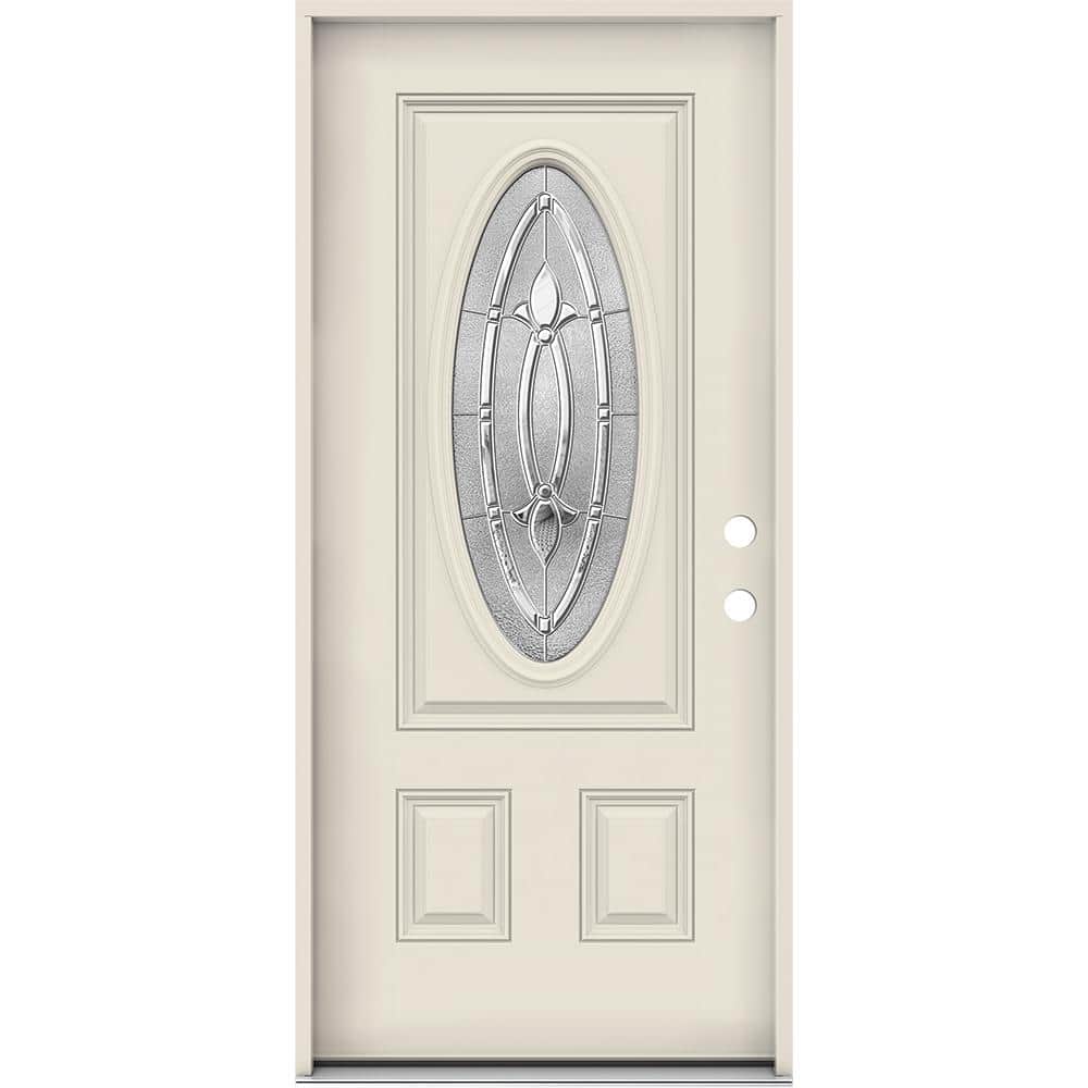 36 in. x 80 in. Left-Hand 3/4 Oval Blakely Glass Primed Fiberglass Prehung Front Door w/Rot Resistant Frame price history on PriceWatchPro