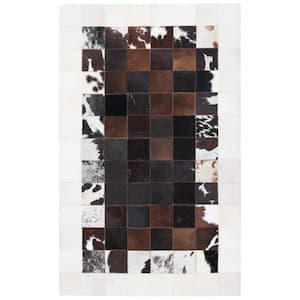 Studio Leather Ivory Brown Doormat 3 ft. x 5 ft. Animal Print Area Rug