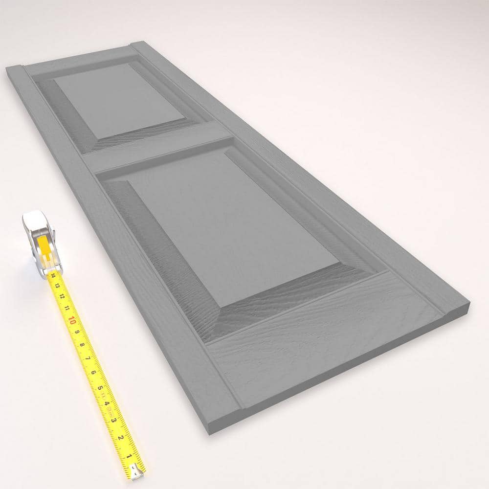 12"W x 57"H Gray Vinyl Raised Panel Shutters, Paintable