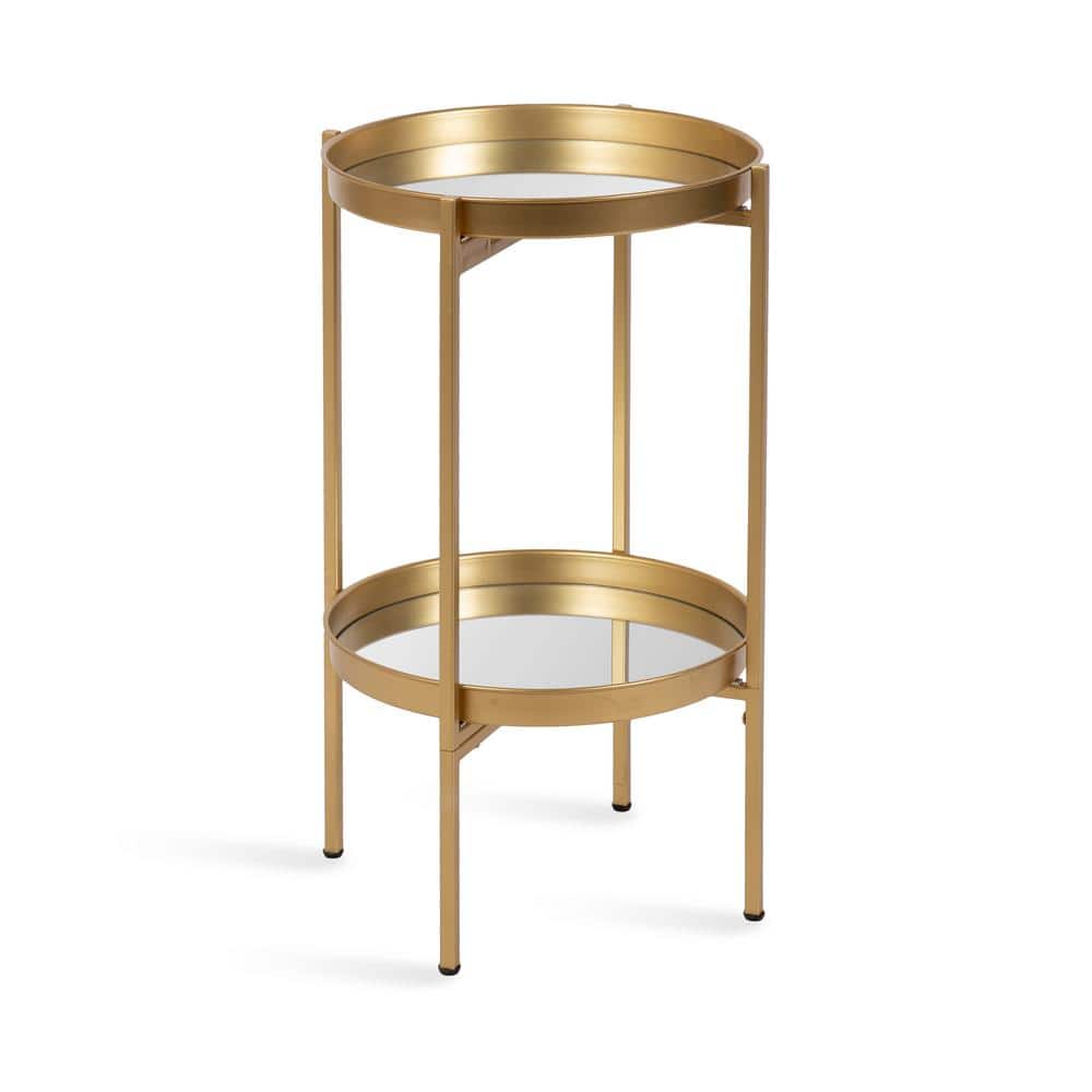 Deliah 15.25 in. Gold Round Metal End Table
