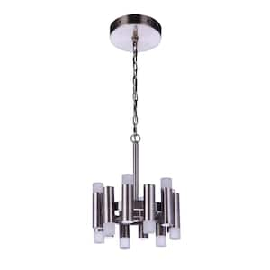 Simple Lux 12 in. 12-Light Brushed Nickel Finish LED Convertible Semi Flush Ceiling Light w/White Frost Acrylic Shade